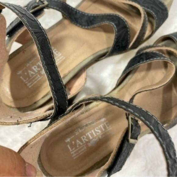 L'ARTISTE PLATFORM SANDAL Size 40 Color Black/Tan - Picture 6 of 13